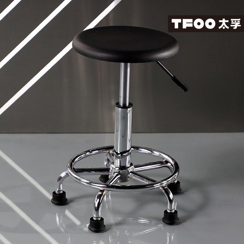 太孚 车间带脚踏升降工作凳 流水线金属作业凳 带脚垫黑色圆凳
