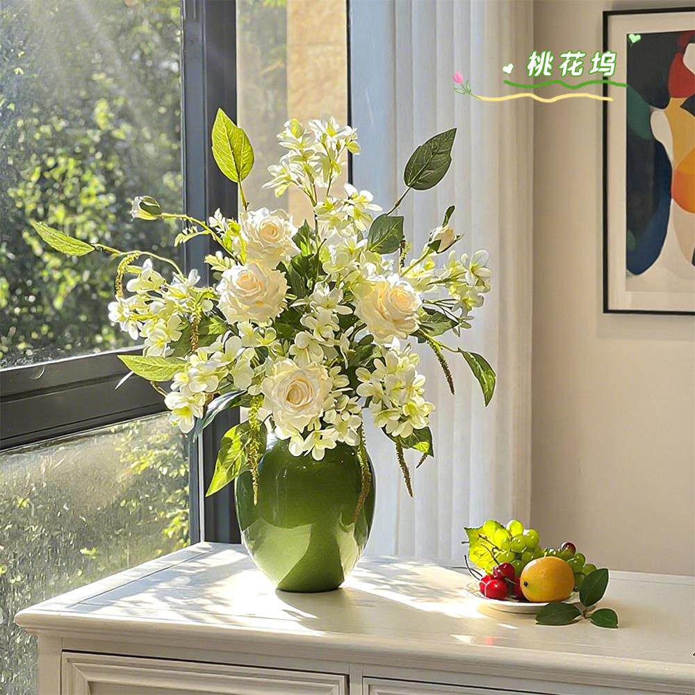 北欧简约家居仿真玫瑰花束客厅装饰花仿真花艺温馨氛围感摆设花束