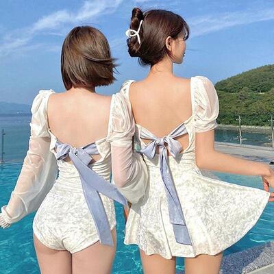 Sunscreen beach belly covering lace student white jumpsuit