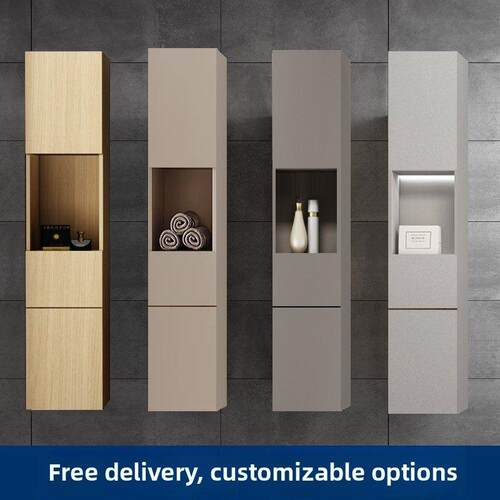 浴室柜置物窄挂墙式卫生间厕所马桶防水实木吊柜子镜边柜收纳侧柜