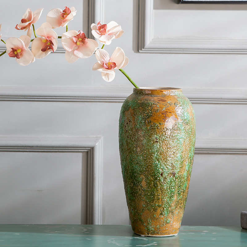 景德镇陶瓷三件套花瓶 现代简约田园风干花插花花瓶 客厅摆件饰品