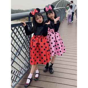 迪士尼穿搭米妮公主裙女童蓬蓬裙米奇衣服儿童装扮女孩春秋冬套装