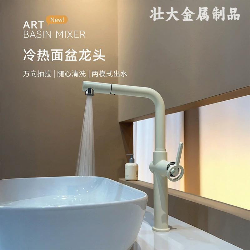 外贸厨房水龙头抽拉式旋转冷热双模出口洗菜盆水槽全铜龙头