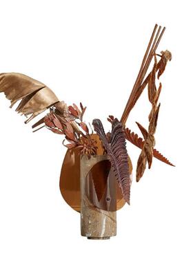 中古风几何构成雨林棕花器酒店民宿书房客厅高级感小众装饰品摆件