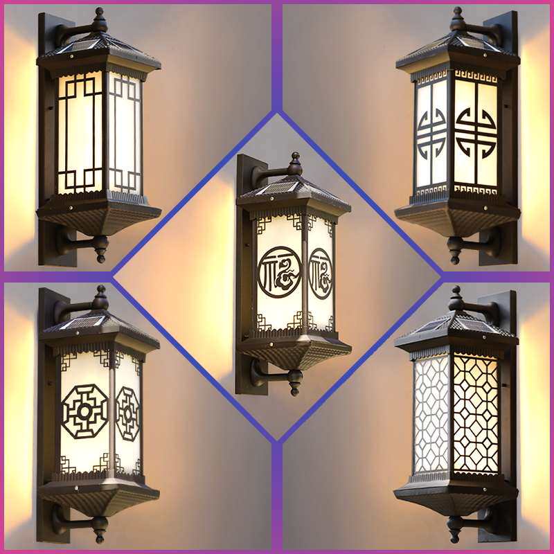 太阳能壁灯新农村家用户外超亮门灯室外防水中式别墅花园庭院墙灯