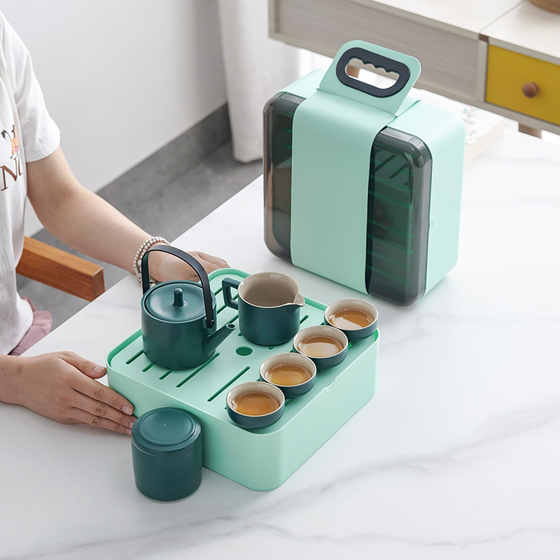 陶瓷中式旅行茶具套装泡茶壶便携式户外露营功夫茶杯家用会客收纳