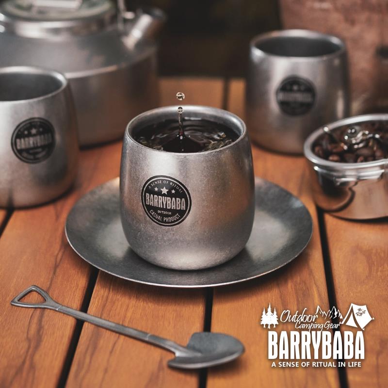 复古304不锈钢双层意式浓缩咖啡杯120毫升工业风户外露营精致水杯