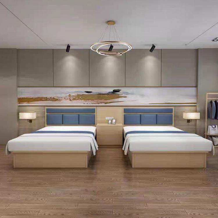 2020酒店家具标全套式公寓民宿宾馆床板大床床靠板间床箱床头柜头