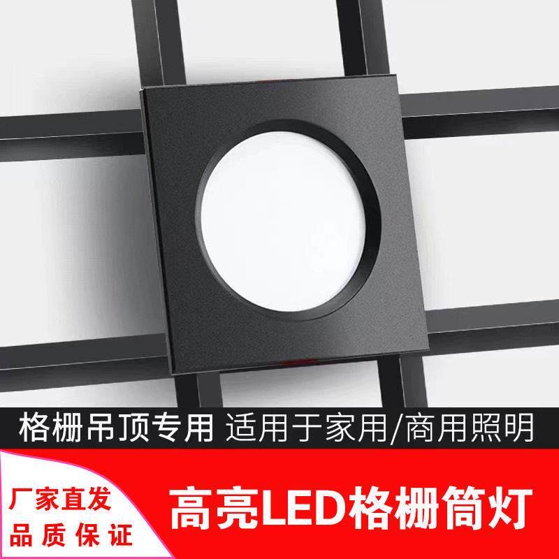 led格栅灯 15x15铝网格吊顶灯双头10x20黑色葡萄架专用方形筒灯