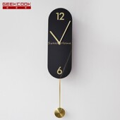 饰钟表 西班牙极简风装 现代轻奢摇摆挂钟：可可托海 大理石纹岩板