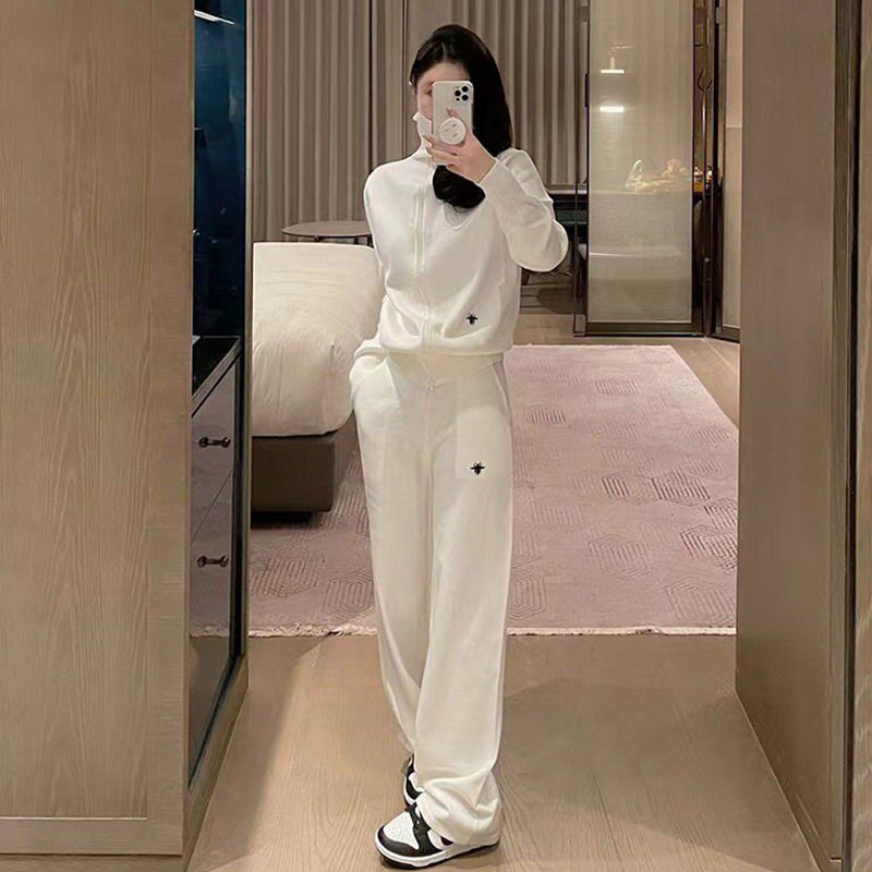 欧洲站休闲运动套装女秋季2025年新款时尚针织卫衣阔腿裤两件套女
