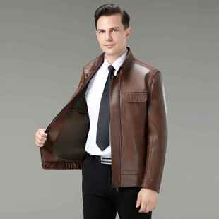 年男士 2599 新款 C高海宁皮衣男春秋季 翻袋领多口皮夹中克机车端