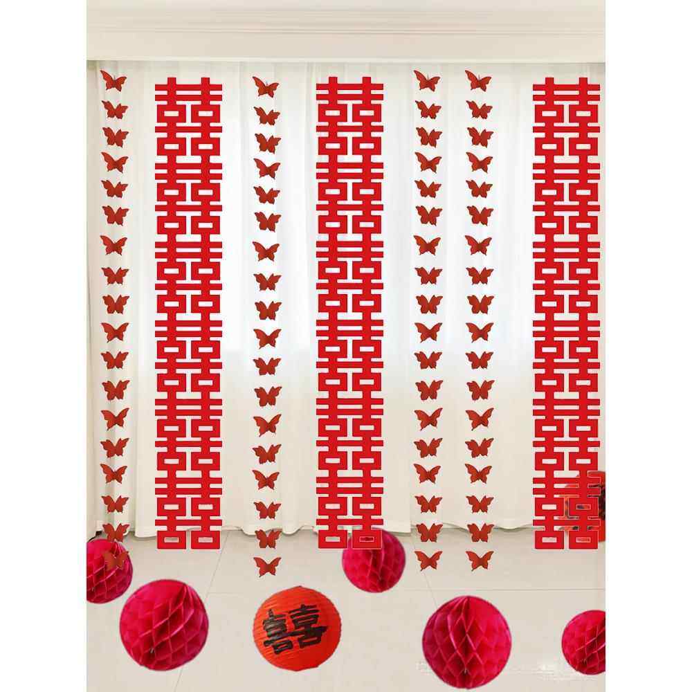 婚房布置套装结婚挂布蝴蝶拉花窗帘挂饰长条喜字婚礼条幅卧室装饰,节庆用品/礼品,婚房装扮用品,淘宝优惠券,粉丝福利购,淘宝优惠卷