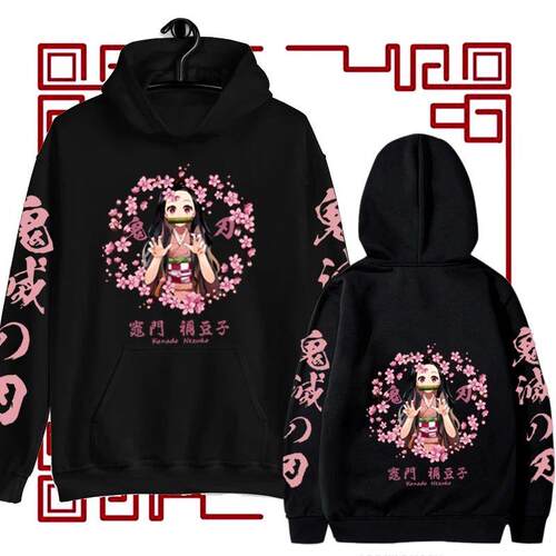 Popular Anime Print Hoodies Demon Slayer Blade Warm Fleece J