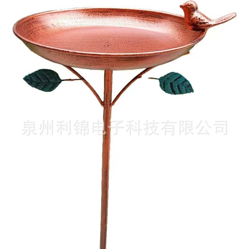 热销复古铁艺户外地插花园庭院野鸟喂鸟器鸟浴盆