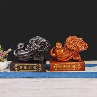 实木雕刻白菜摆件吧台酒柜装 饰品店铺开业家居摆件百财如意