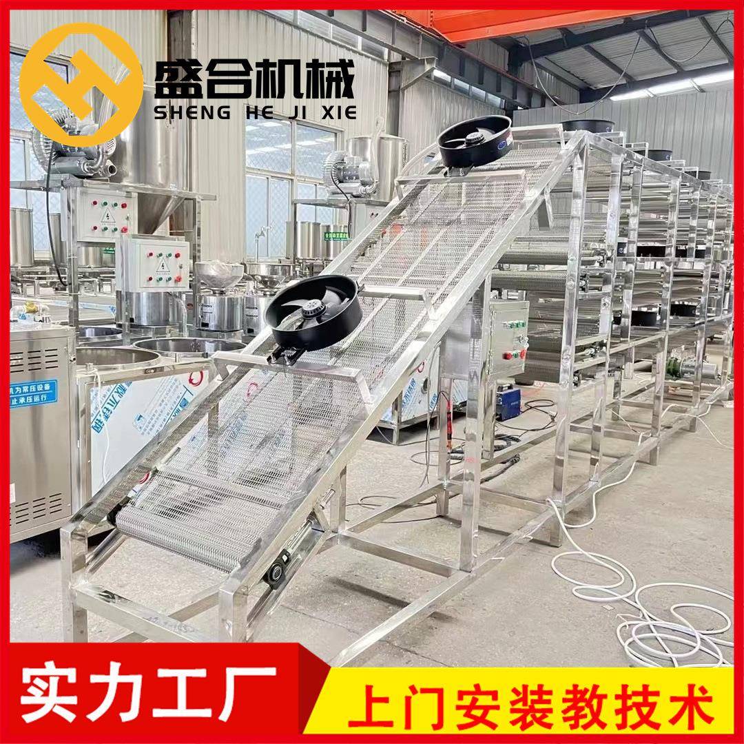 豆制品厂全套设备高效自动摊晾豆腐皮机盛合大型千张干豆腐机