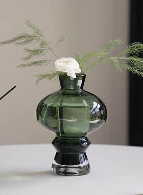迷你小花瓶高级感插花花器玻璃水培鲜花卧室化妆室桌面香薰瓶复古