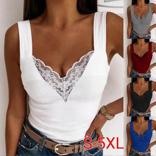 Full Size Lace Detail Sweetheart Neck Tank For Women Y