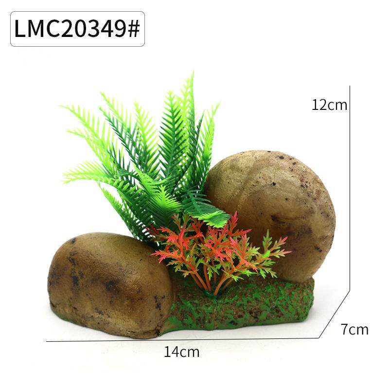 直销新款新品 鱼缸造景假山石头 黄岩石造景 椰树小水草假山石 树