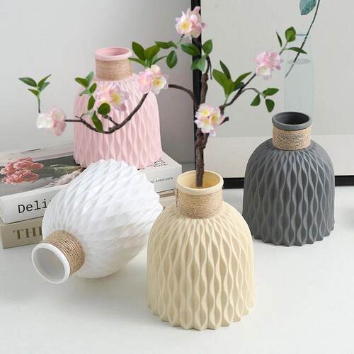 1PC Pineapple Pattern Twine Imitation Ceramic Plastic Vase S