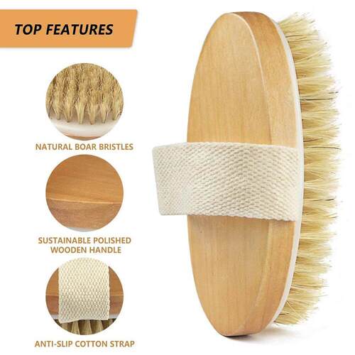 1pcs Exfoliating Wooden Body Massage Shower Brush Natural Br