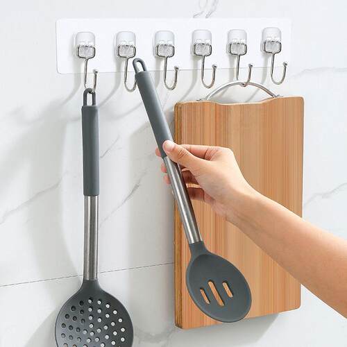 Invisible 6-Hook Strip No-Drill Strong Adhesive Over-the-Doo