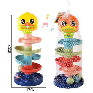 儿童玩具轨道滚滚球小鸭子投篮投球婴幼儿宝宝趣味电动音乐转转乐