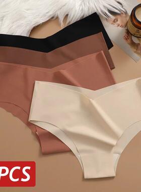 4PC Women Seamless Briefs Sexy V-Waist Underwear 10 Solid Co