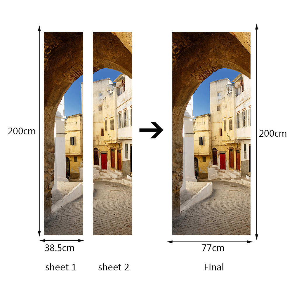 巨创货源PVC贴纸3D自粘门贴 墙贴 卧室客厅现代装饰 小镇道路