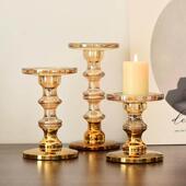 拍照道具 饰品浪漫婚礼庆烛光晚餐软装 欧式 复古高脚玻璃烛台摆件装