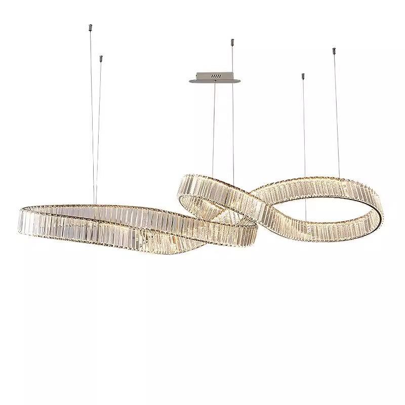 厅水晶餐厅吊灯轻奢式简约吊奢华别墅复楼客展厅售楼部高端吧台灯