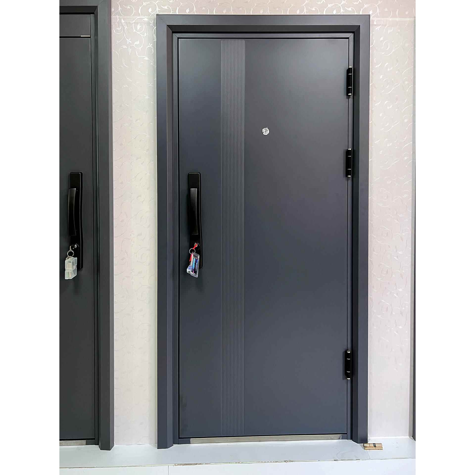 9公分9头大锁进户门亮窗腰头钢质车库仿铜防晒户外入户钢制防盗门