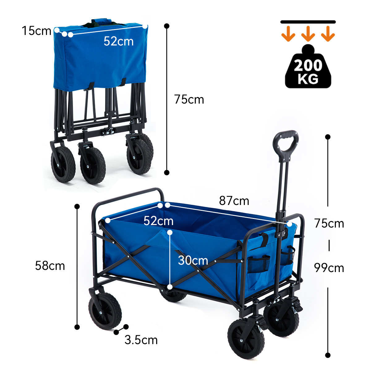 户外露营车折叠野炊拉杆车便携式野餐小拉车聚拢款大号摆摊小推车