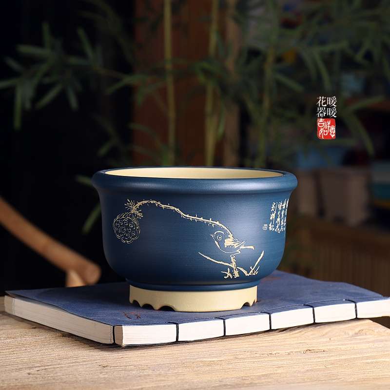 『粉浆矮金钟大号』暖暖花器 精品紫砂微盆 包邮