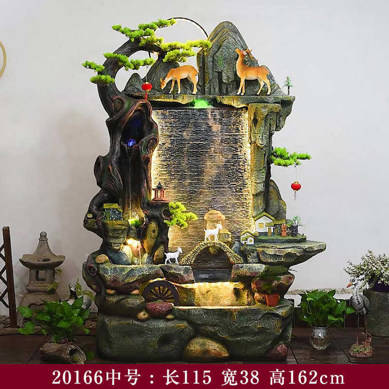 加湿器装饰品流水大型客厅办公室假山水景墙家居水幕喷泉落地摆件