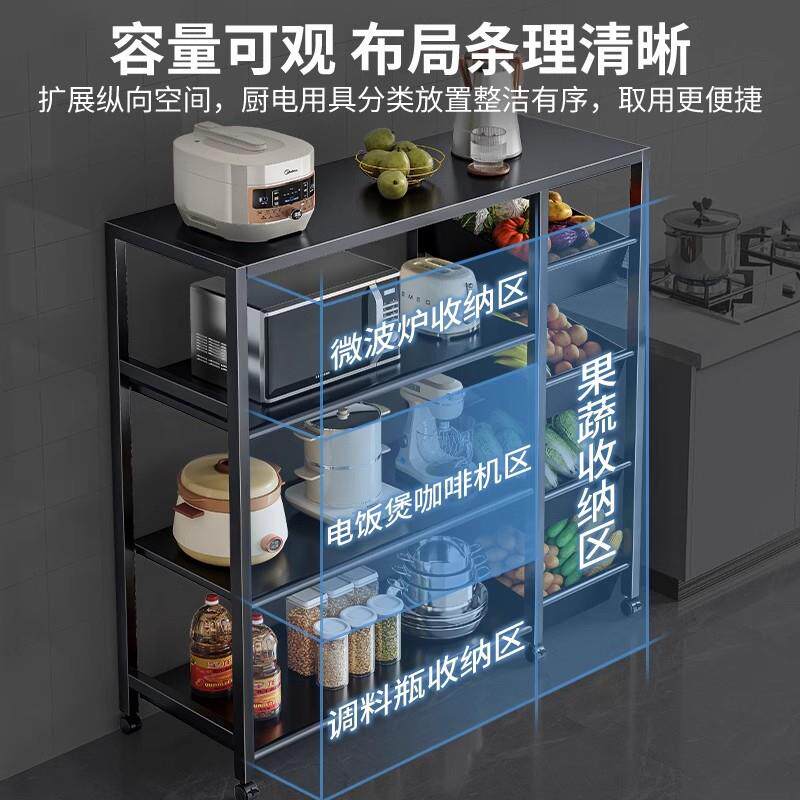 厨房蔬菜篮子置物架落地多层货架多功能微波炉收纳架烤箱储物架子