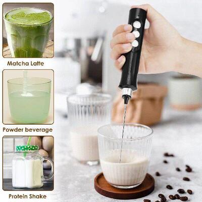 Handheld Milk Frother with Stainless Steel Stand 1200mAh