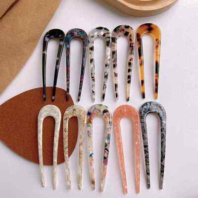 Acetic acid hairpin girl flower U-shaped hairpin ball head p