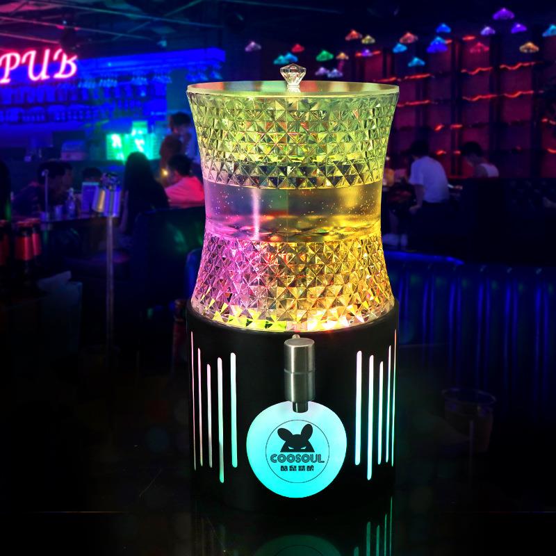 精酿酒炮3升网红鸡尾酒调酒桶酒吧小酒馆可乐果汁桶LED发光扎啤桶