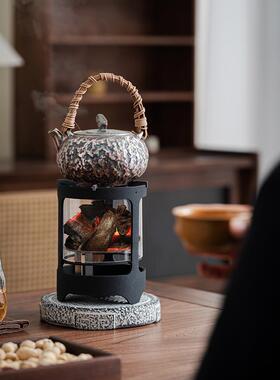 桌面可观火炭炉取暖茶炉围炉煮器茶室NJJ日式璃铁气炉高耐温玻酒