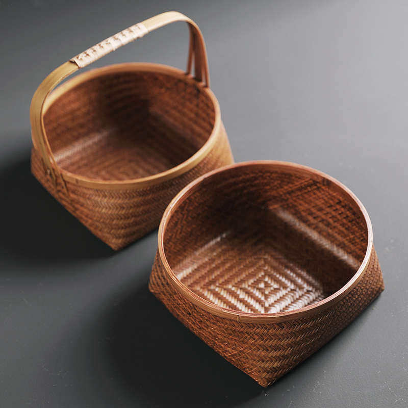 复古茶竹编收纳盒储果盘提篮篮物竹盒茶道篮筐收纳大漆配件果盒,收纳整理,其他收纳篮,淘宝优惠券,粉丝福利购,淘宝优惠卷