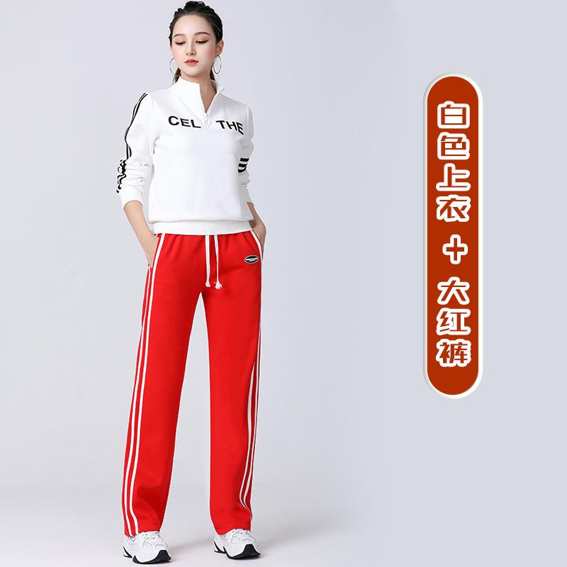 新款2023杨丽萍广场舞服装女秋冬加厚新款双杠运动健身半拉链休闲