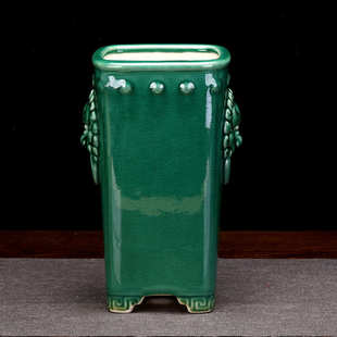 仿古签筒创意宜兴花盆陶瓷紫砂四方兰草个性批发文竹悬崖兽头上釉