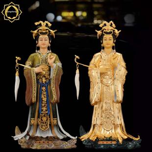 碧霞元君铜像泰山奶奶铜像全铜泰山皇后泰山老奶铜像家祭摆件