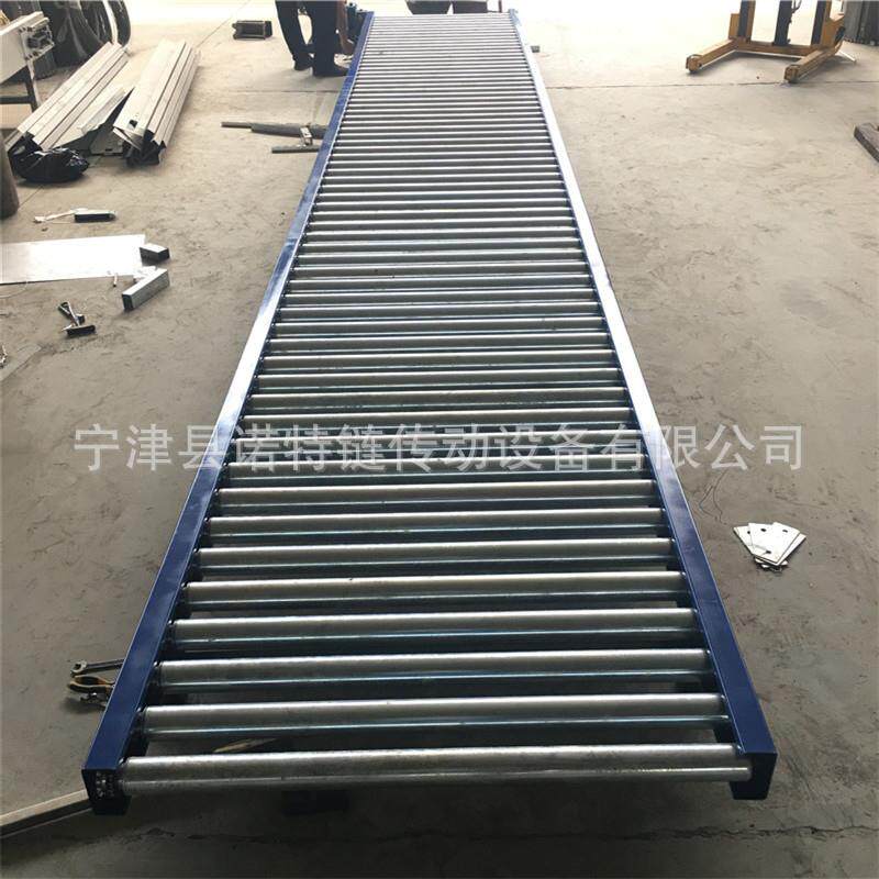 空调组装线板链输送机木板加工滚筒输送机无动力辊筒转弯机