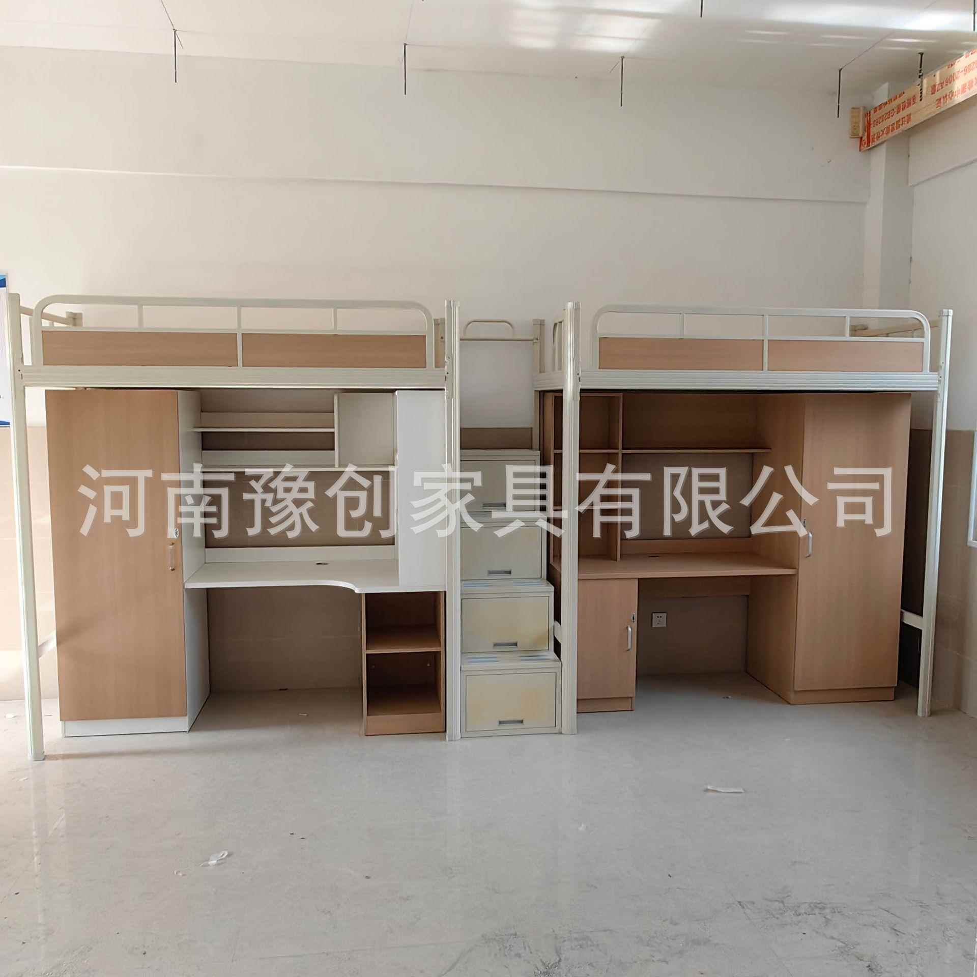 一体公寓床学生宿舍床上床下桌组合床铁艺双层床书桌柜单人连体床