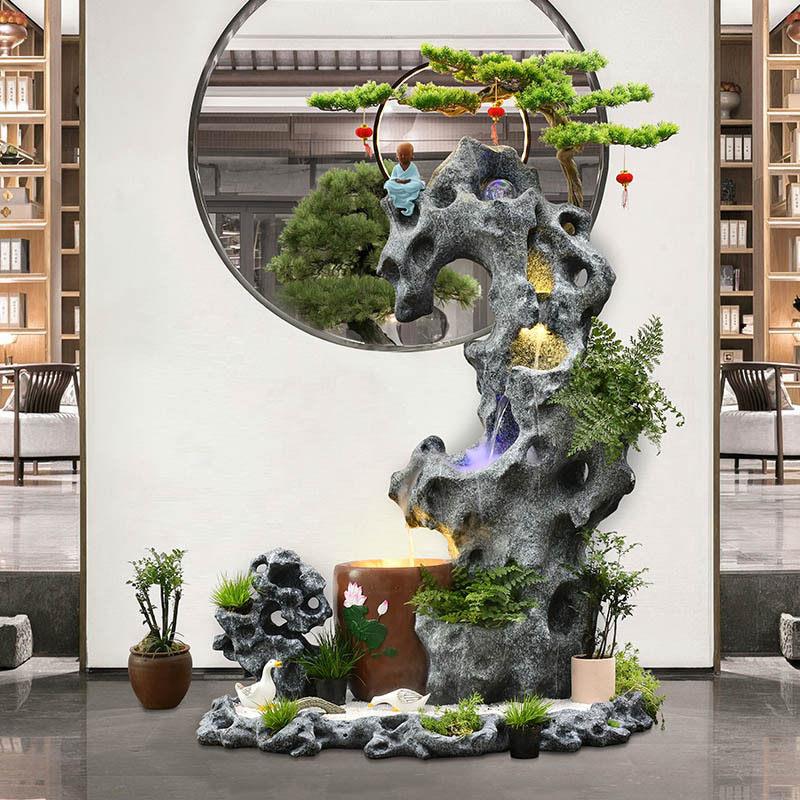 大型花园庭院装饰鱼池落地假山流水摆件喷泉公司阳台鱼缸瀑布造景