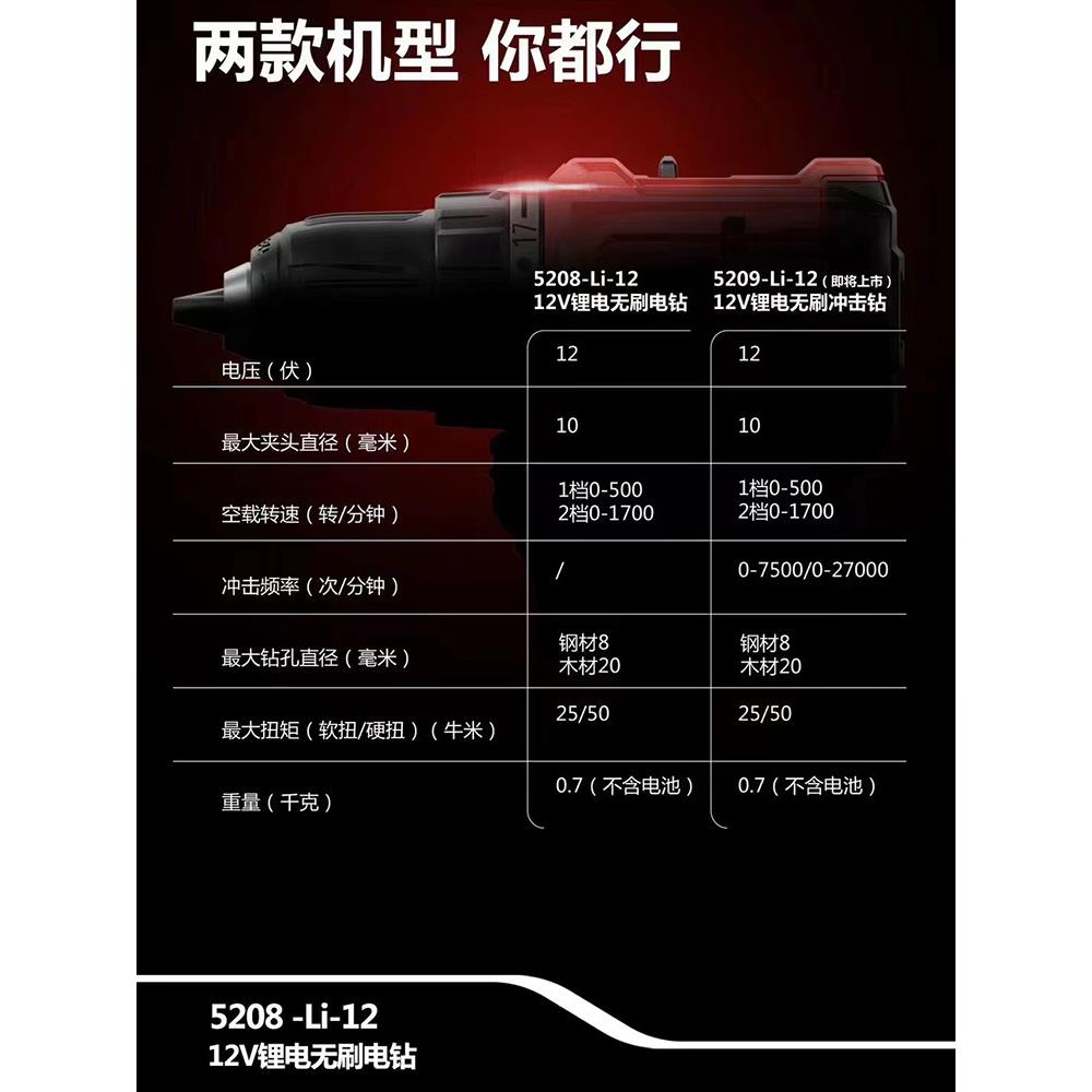 大电有5208无刷手电手钻5209冲钻击ETJ充多功能57子67起机电动雅