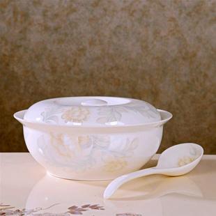 景德镇中式陶瓷加厚汤碗家用大碗带盖品锅大汤勺鱼盘子汤盆餐具
